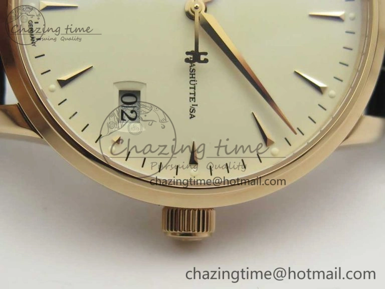 Excellence Panorama Date Moon Phase RG ETCF White Dial on Black Leather Strap A100