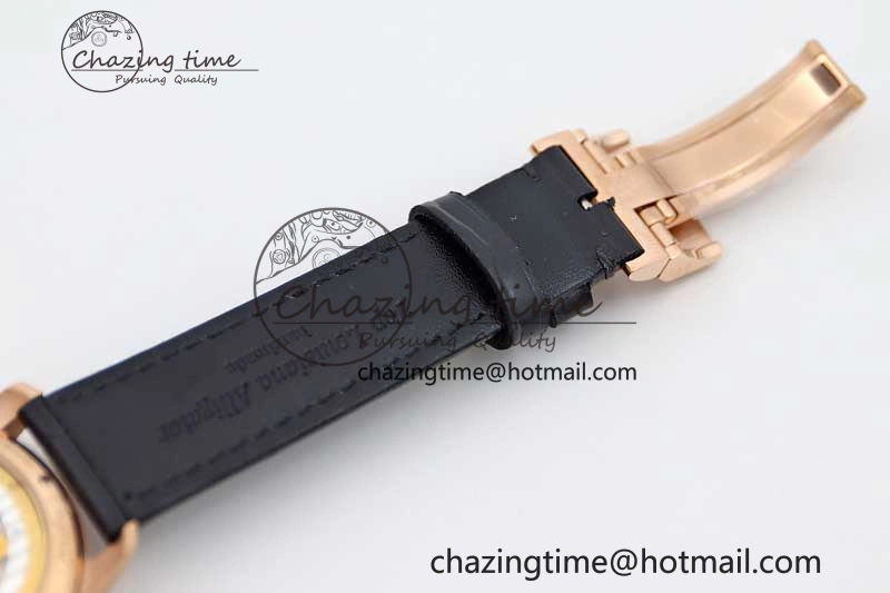 Excellence Panorama Date Moon Phase RG GGR 1:1 Best Edition White Dial on Leather Strap NH35