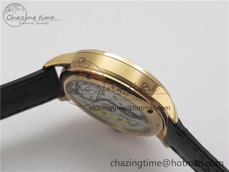 Excellence Panorama Date Moon Phase RG GLF 1:1 Best Edition White Dial on Black Leather Strap A100