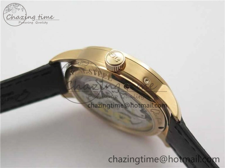 Excellence Panorama Date Moon Phase RG GLF 1:1 Best Edition White Dial on Black Leather Strap A100