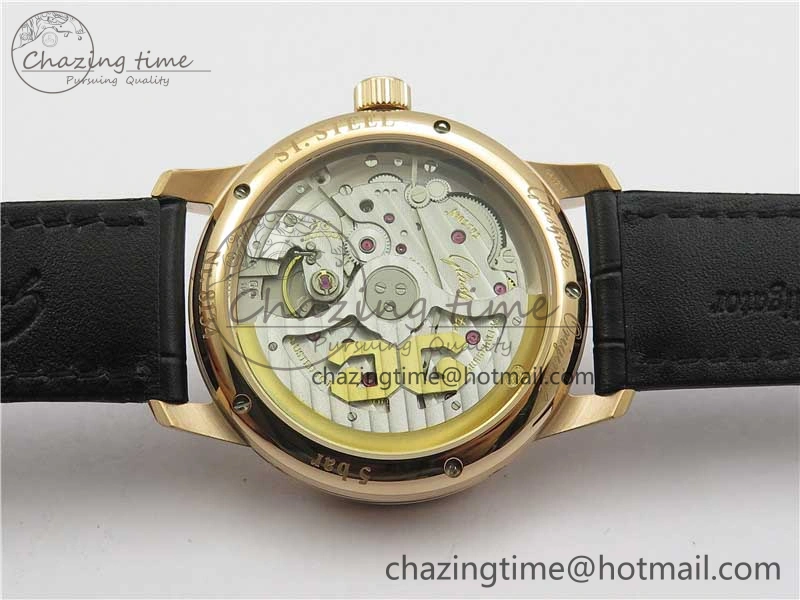 Excellence Panorama Date Moon Phase RG GLF 1:1 Best Edition White Dial on Black Leather Strap A100