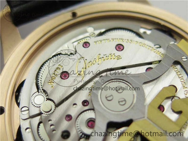 Excellence Panorama Date Moon Phase RG GLF 1:1 Best Edition White Dial on Black Leather Strap A100