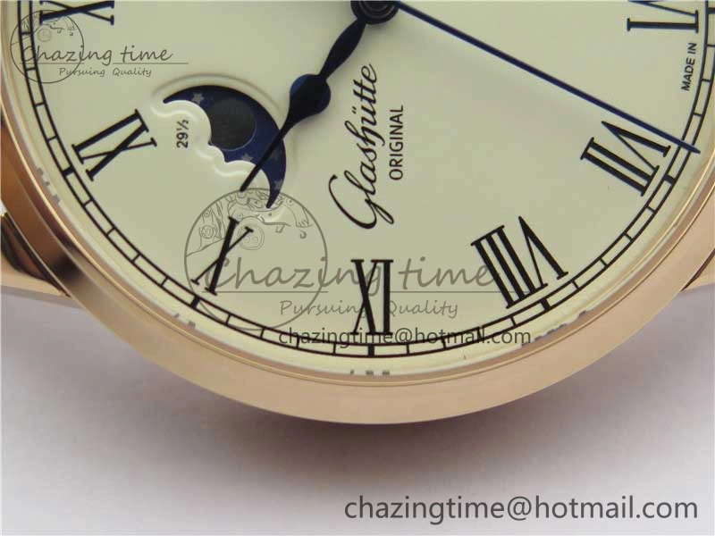 Excellence Panorama Date Moon Phase RG GLF 1:1 Best Edition White Dial on Black Leather Strap A100