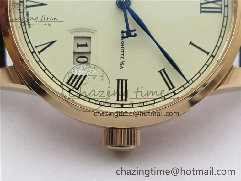 Excellence Panorama Date Moon Phase RG GLF 1:1 Best Edition White Dial on Black Leather Strap A100