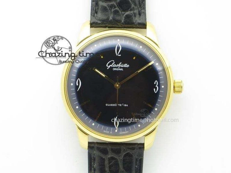 Excellence Panorama Date Moon Phase RG GLF 1:1 Best Edition White Dial on Black Leather Strap A100