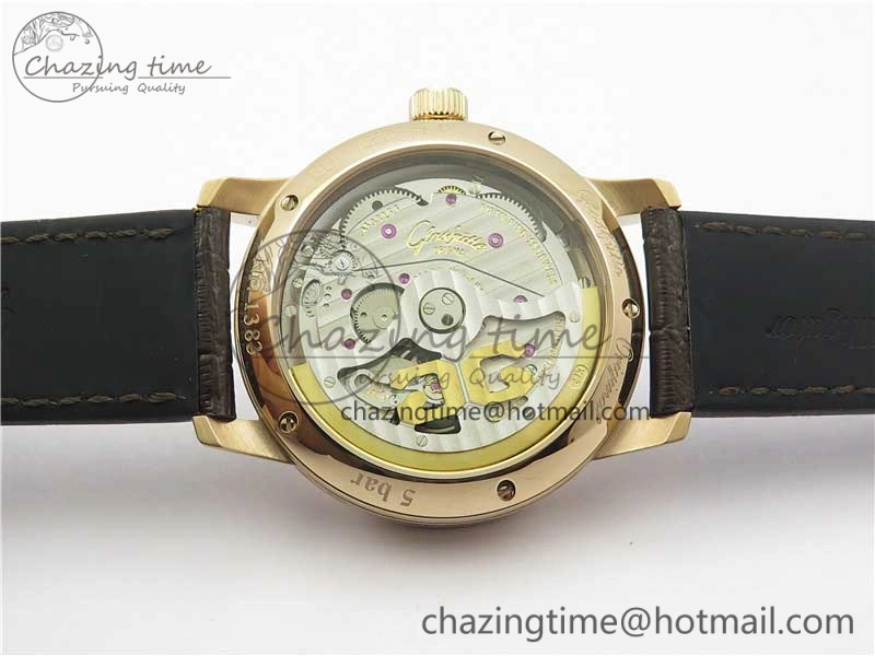 Excellence Panorama Date Moon Phase RG V9F White Dial on Brown Leather Strap A100