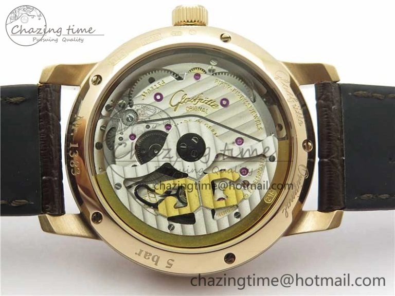 Excellence Panorama Date Moon Phase RG V9F White Dial on Brown Leather Strap A100