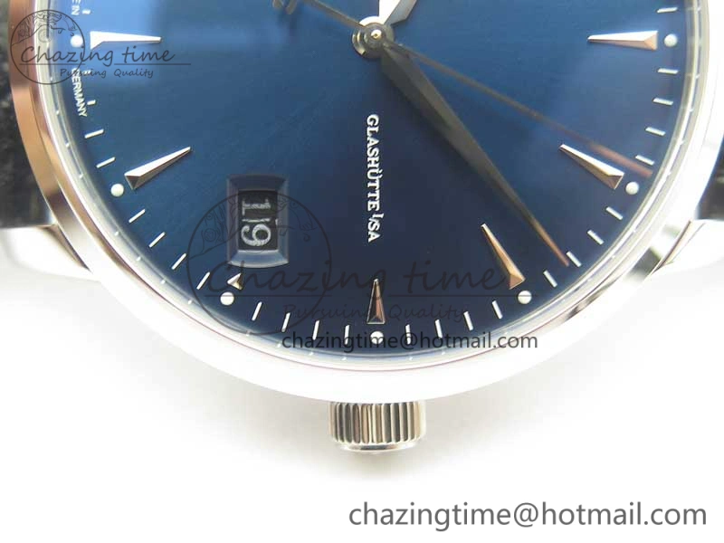 Excellence Panorama Date Moon Phase SS ETC Marker 1:1 Best Edition Blue Dial on Black Leather Strap A100