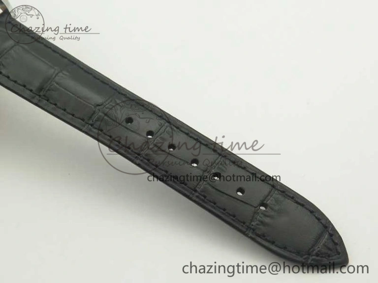Excellence Panorama Date Moon Phase SS ETC Marker 1:1 Best Edition Gray Dial on Black Leather Strap A100