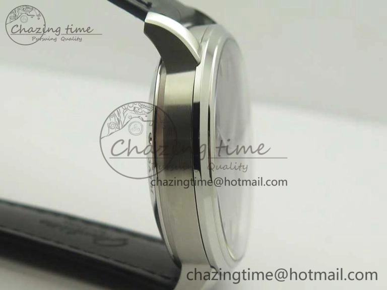 Excellence Panorama Date Moon Phase SS ETC Marker 1:1 Best Edition Gray Dial on Black Leather Strap A100