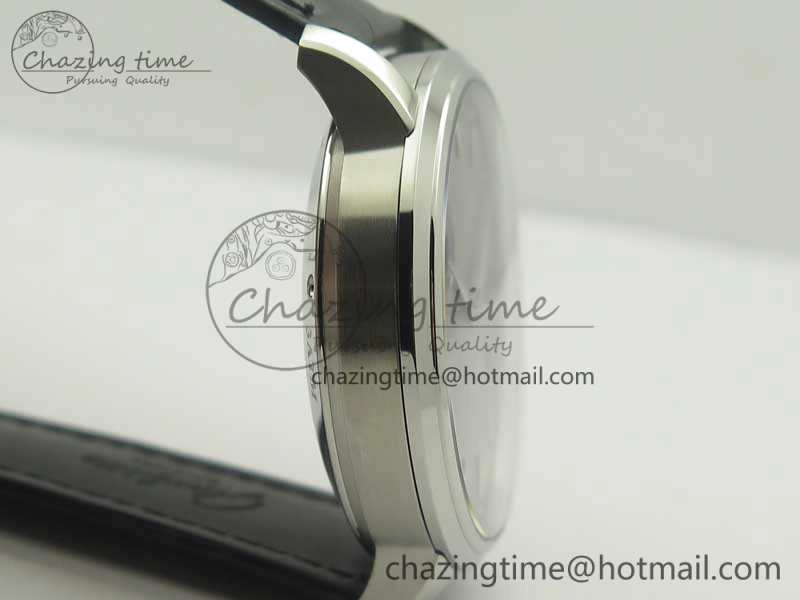 Excellence Panorama Date Moon Phase SS ETC Marker 1:1 Best Edition Gray Dial on Black Leather Strap A100