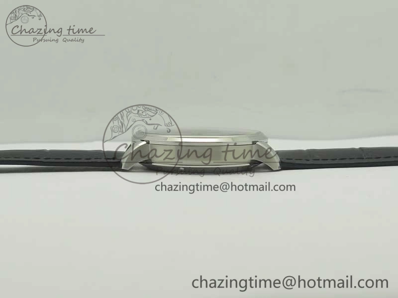 Excellence Panorama Date Moon Phase SS ETC Marker 1:1 Best Edition Gray Dial on Black Leather Strap A100
