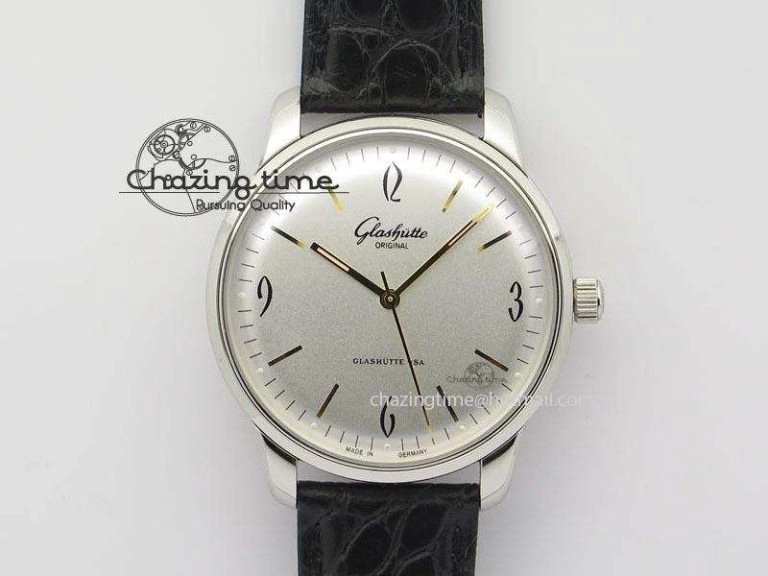 Excellence Panorama Date Moon Phase SS ETC Marker 1:1 Best Edition Gray Dial on Black Leather Strap A100