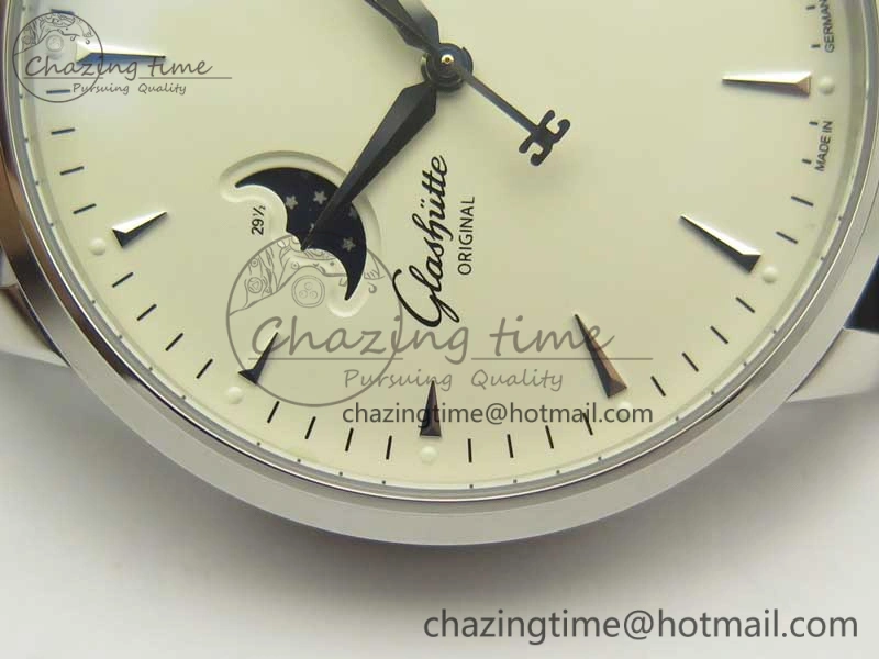 Excellence Panorama Date Moon Phase SS ETC Marker 1:1 Best Edition White Dial on Black Leather Strap A100