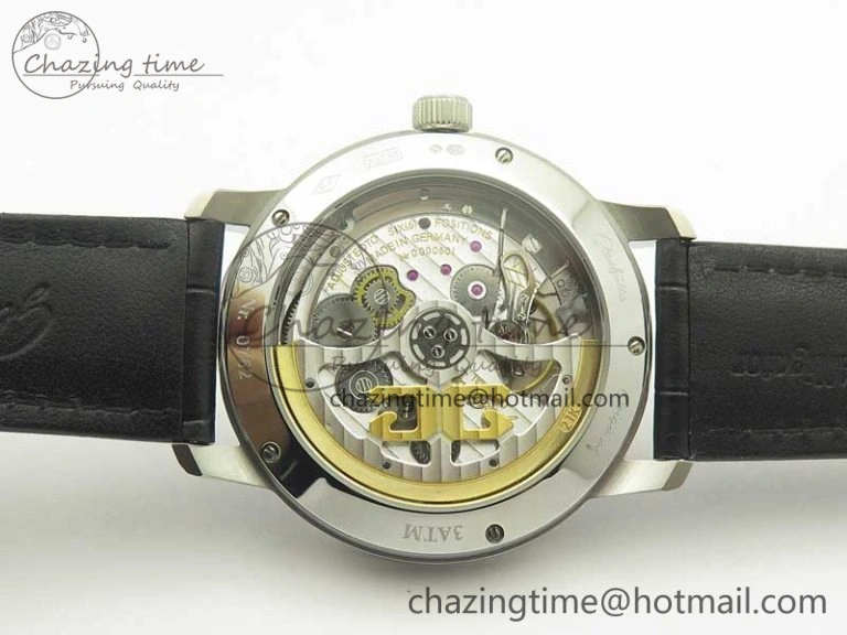 Excellence Panorama Date Moon Phase SS ETC Marker 1:1 Best Edition White Dial on Black Leather Strap A100