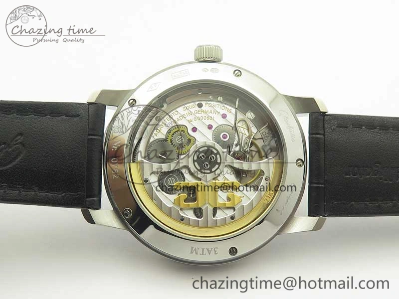 Excellence Panorama Date Moon Phase SS ETC Marker 1:1 Best Edition White Dial on Black Leather Strap A100