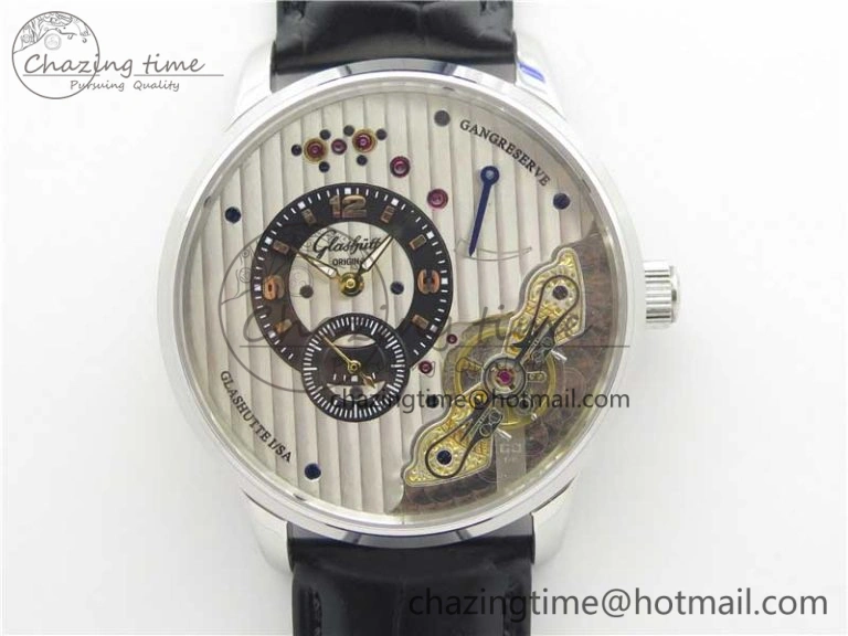 Excellence Panorama Date Moon Phase SS ETC Marker 1:1 Best Edition White Dial on Black Leather Strap A100