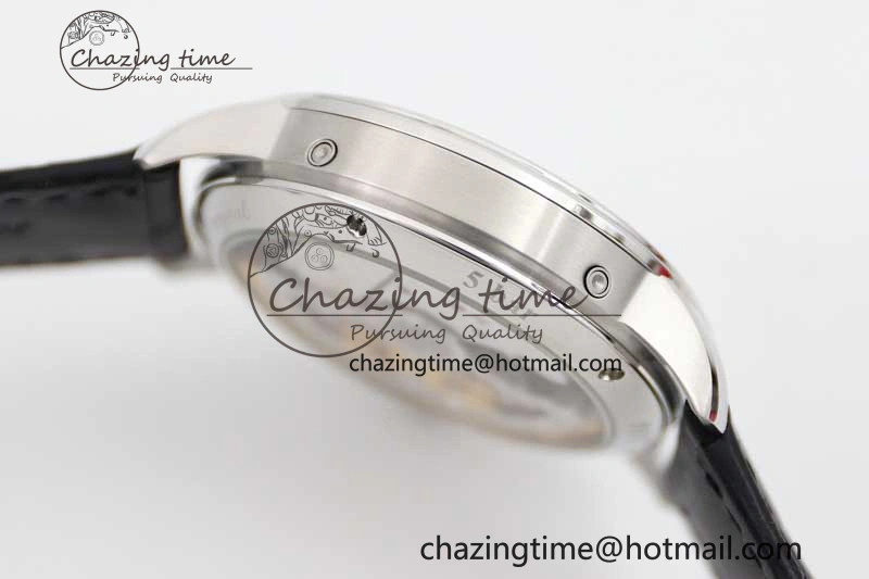 Excellence Panorama Date Moon Phase SS GGR 1:1 Best Edition Black Dial on Leather Strap NH35