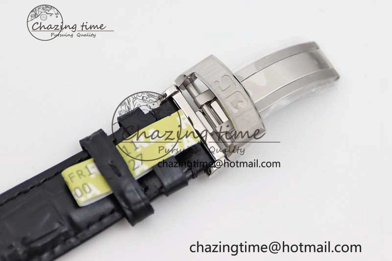 Excellence Panorama Date Moon Phase SS GGR 1:1 Best Edition Black Dial on Leather Strap NH35