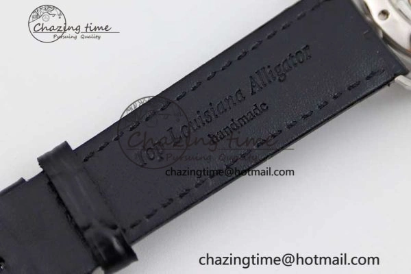 Excellence Panorama Date Moon Phase SS GGR 1:1 Best Edition Black Dial on Leather Strap NH35