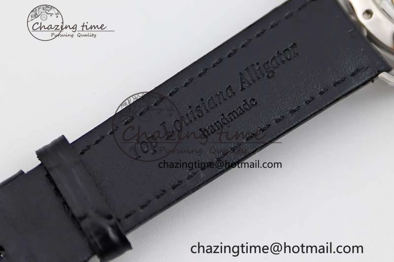 Excellence Panorama Date Moon Phase SS GGR 1:1 Best Edition Black Dial on Leather Strap NH35