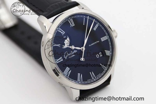 Excellence Panorama Date Moon Phase SS GGR 1:1 Best Edition Black Dial on Leather Strap NH35