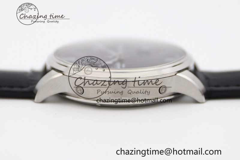 Excellence Panorama Date Moon Phase SS GGR 1:1 Best Edition Black Dial on Leather Strap NH35