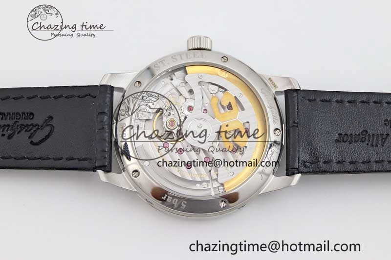Excellence Panorama Date Moon Phase SS GGR 1:1 Best Edition Blue Dial on Leather Strap NH35