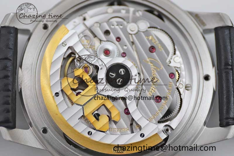 Excellence Panorama Date Moon Phase SS GGR 1:1 Best Edition Blue Dial on Leather Strap NH35