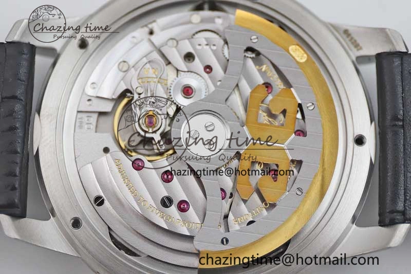 Excellence Panorama Date Moon Phase SS GGR 1:1 Best Edition Blue Dial on Leather Strap NH35