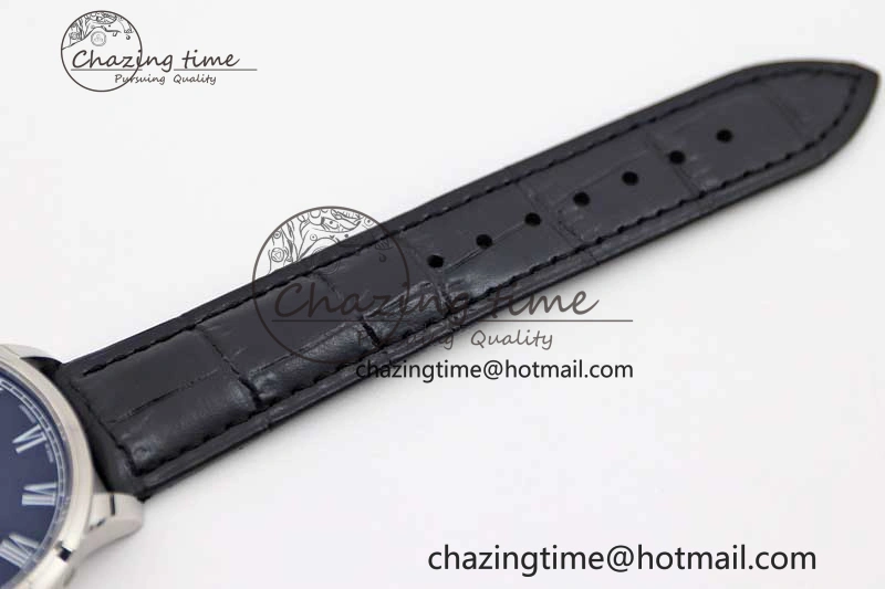 Excellence Panorama Date Moon Phase SS GGR 1:1 Best Edition Blue Dial on Leather Strap NH35