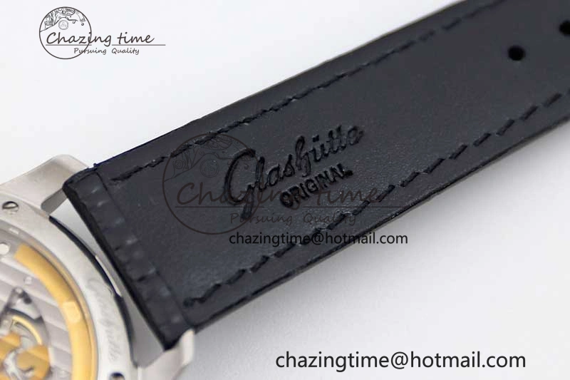 Excellence Panorama Date Moon Phase SS GGR 1:1 Best Edition Blue Dial on Leather Strap NH35