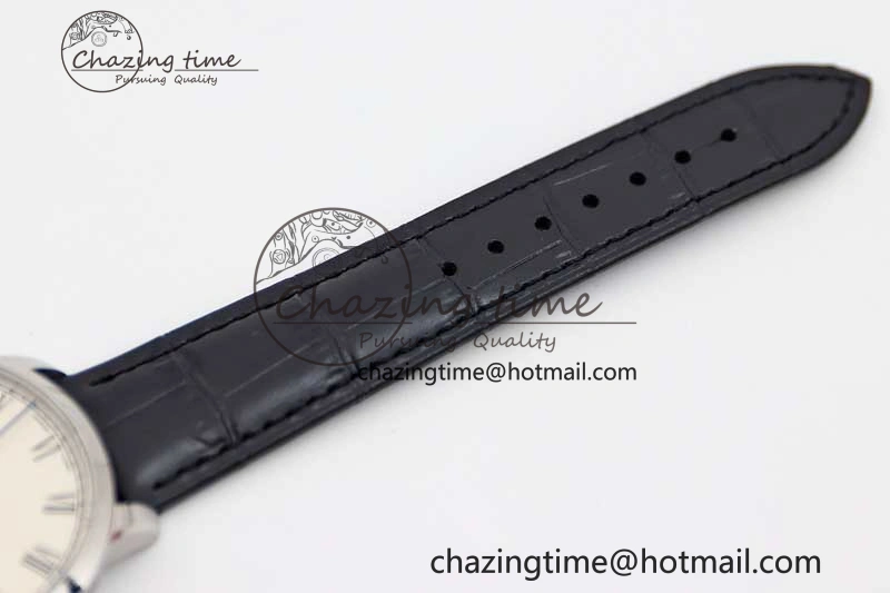 Excellence Panorama Date Moon Phase SS GGR 1:1 Best Edition White Dial on Leather Strap NH35