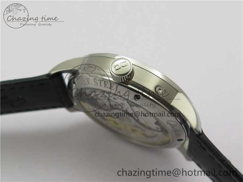 Excellence Panorama Date Moon Phase SS GLF 1:1 Best Edition White Dial on Black Leather Strap A100