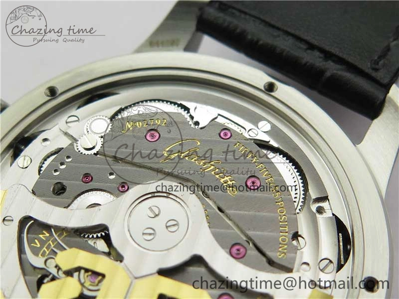 Excellence Panorama Date Moon Phase SS GLF 1:1 Best Edition White Dial on Black Leather Strap A100
