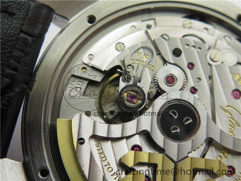 Excellence Panorama Date Moon Phase SS GLF 1:1 Best Edition White Dial on Black Leather Strap A100