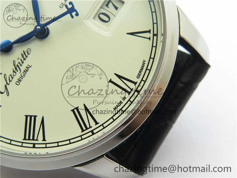 Excellence Panorama Date Moon Phase SS GLF 1:1 Best Edition White Dial on Black Leather Strap A100