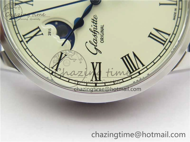 Excellence Panorama Date Moon Phase SS GLF 1:1 Best Edition White Dial on Black Leather Strap A100