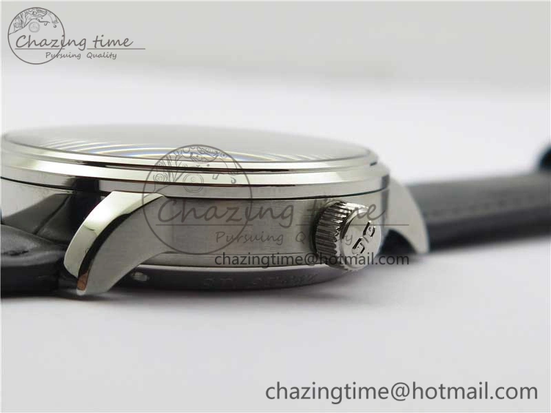 Excellence Panorama Date Moon Phase SS V9F Black Dial on Black Leather Strap A100