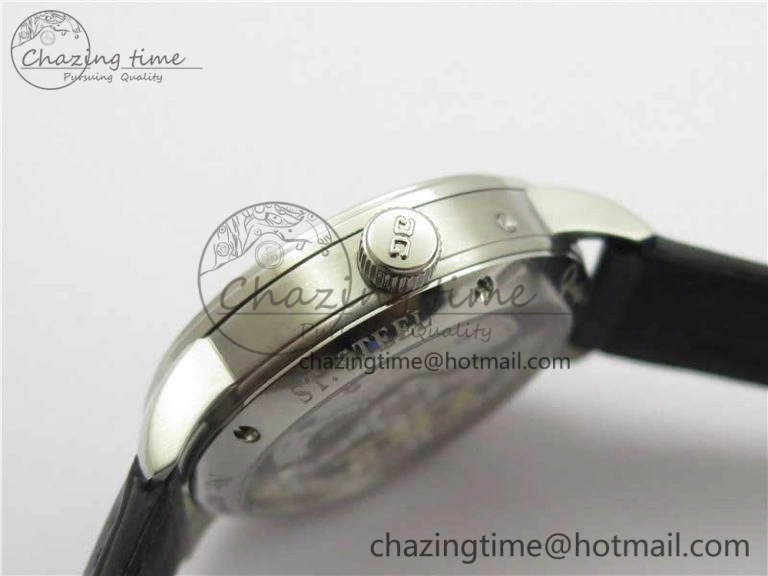 Excellence Panorama Date Moon Phase SS V9F Black Dial on Black Leather Strap A100