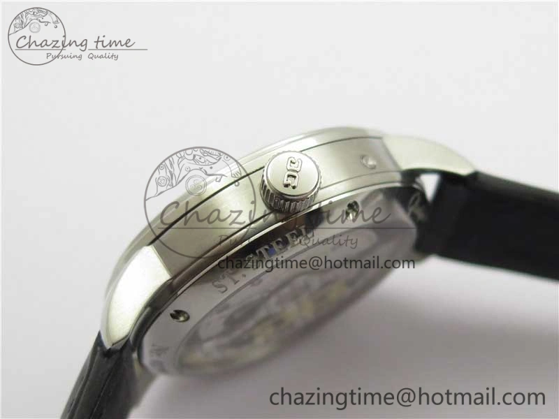 Excellence Panorama Date Moon Phase SS V9F Black Dial on Black Leather Strap A100