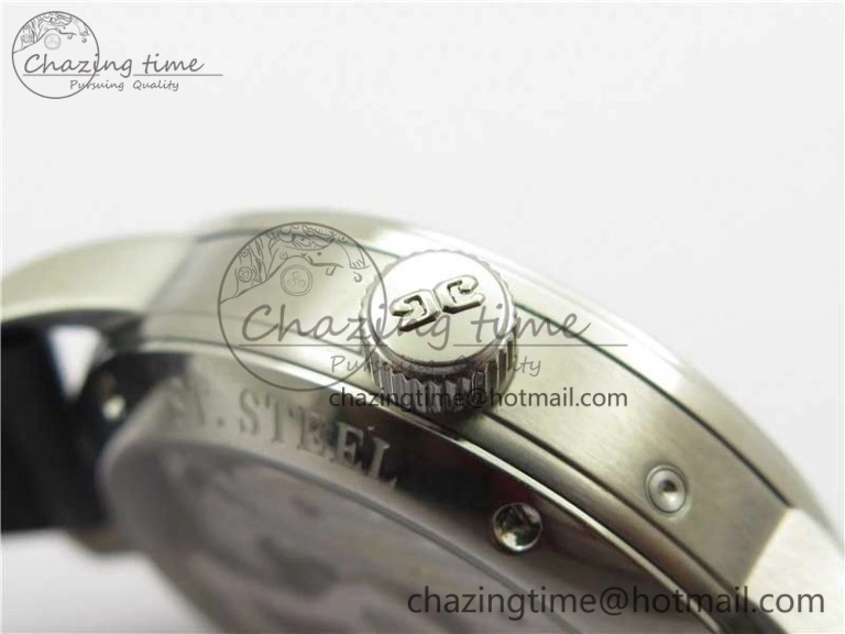 Excellence Panorama Date Moon Phase SS V9F Black Dial on Black Leather Strap A100