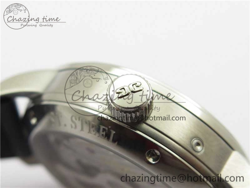 Excellence Panorama Date Moon Phase SS V9F Black Dial on Black Leather Strap A100