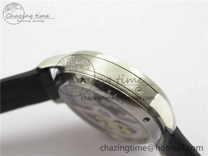 Excellence Panorama Date Moon Phase SS V9F Black Dial on Black Leather Strap A100