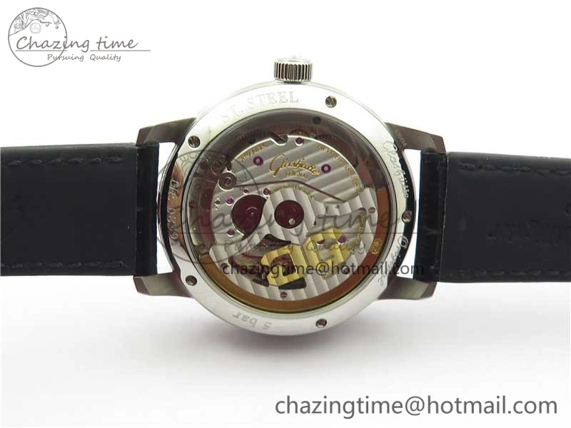Excellence Panorama Date Moon Phase SS V9F Black Dial on Black Leather Strap A100