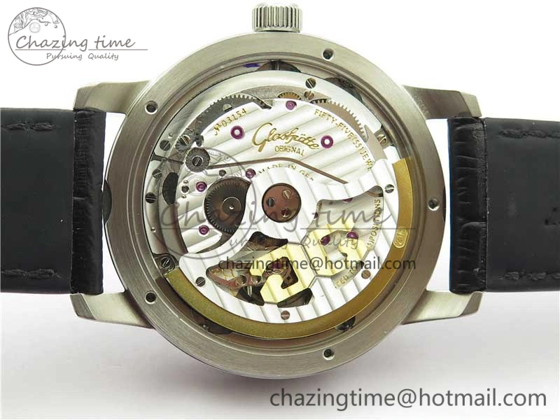 Excellence Panorama Date Moon Phase SS V9F Black Dial on Black Leather Strap A100
