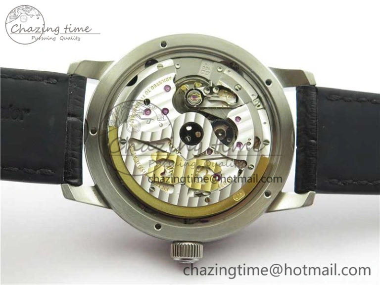 Excellence Panorama Date Moon Phase SS V9F Black Dial on Black Leather Strap A100