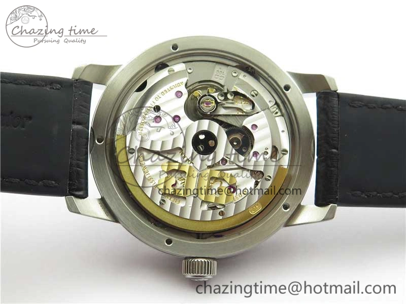 Excellence Panorama Date Moon Phase SS V9F Black Dial on Black Leather Strap A100