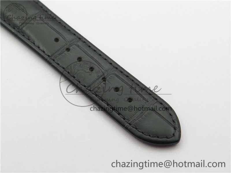 Excellence Panorama Date Moon Phase SS V9F Black Dial on Black Leather Strap A100