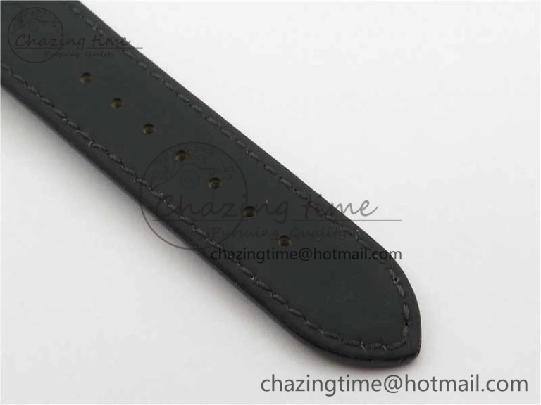 Excellence Panorama Date Moon Phase SS V9F Black Dial on Black Leather Strap A100